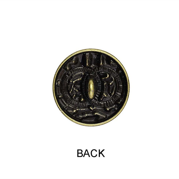 Rounded Rim Antique Brass Finish Logo Design Metal Buttons