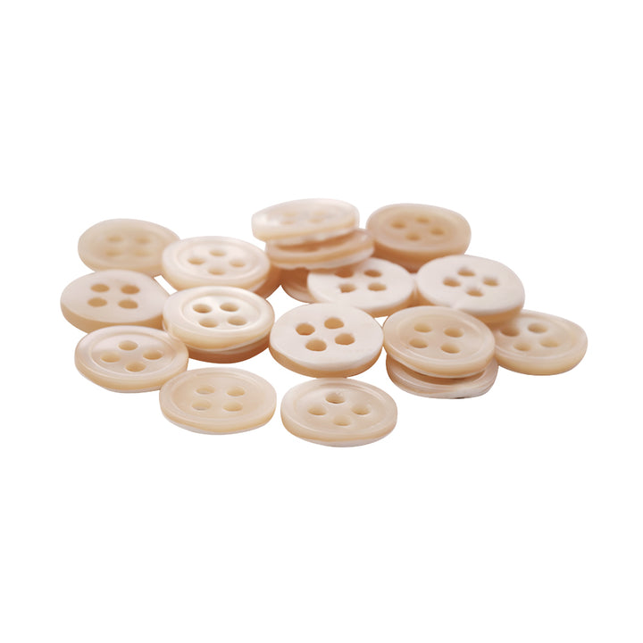 Round Rim Glossy Four Hole Cream Shirt Buttons