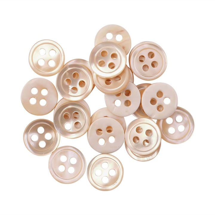 Round Rim Glossy Four Hole Cream Shirt Buttons