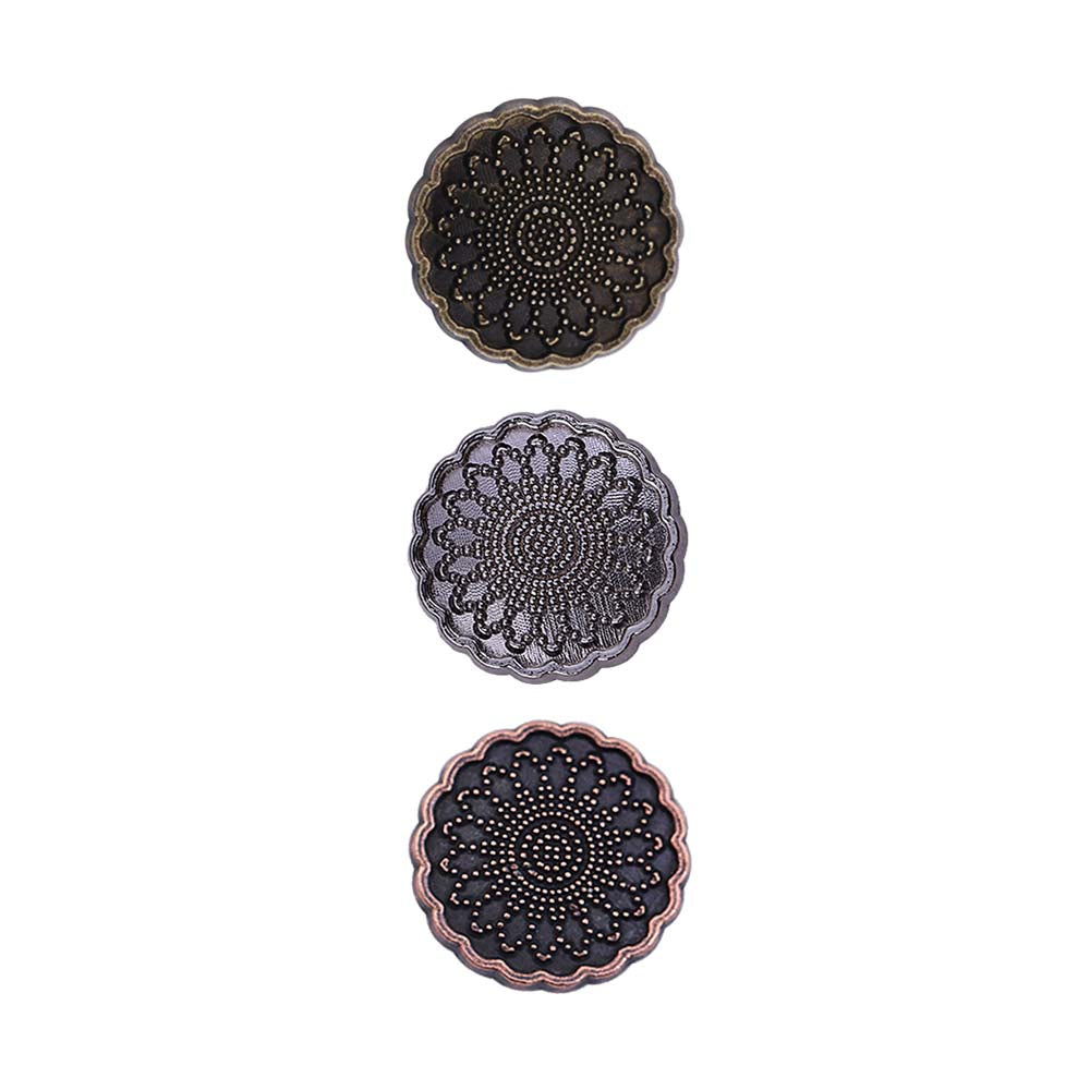 Designer Scalloped Rim Floral Engraved Metal Kurta/Kurti Buttons