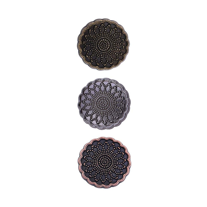 Designer Scalloped Rim Floral Engraved Metal Kurta/Kurti Buttons