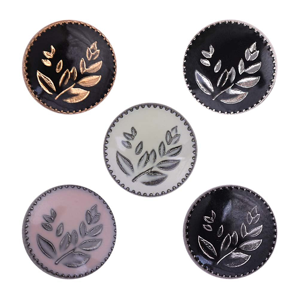 Round Shape Leaf Design Lamination Kurta Metal Buttons