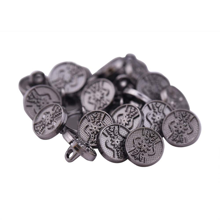 Round Shape Engraved Design Loop Metal Buttons for Shirts/Kurta