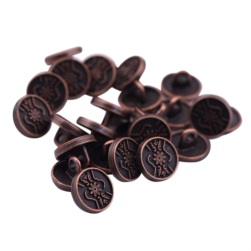 Round Shape Engraved Design Loop Metal Buttons for Shirts/Kurta