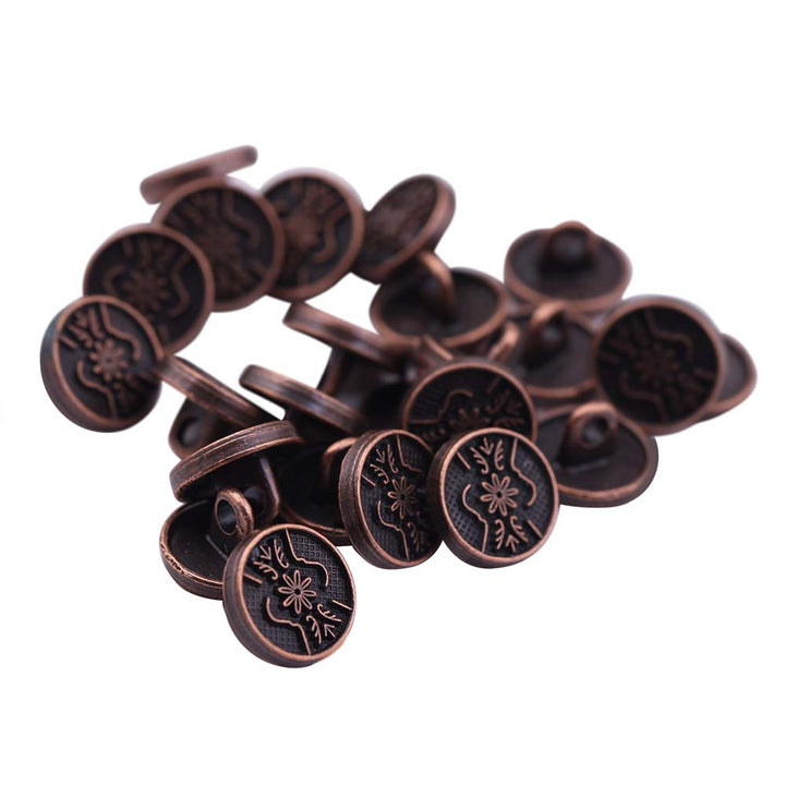 Round Shape Engraved Design Loop Metal Buttons for Shirts/Kurta