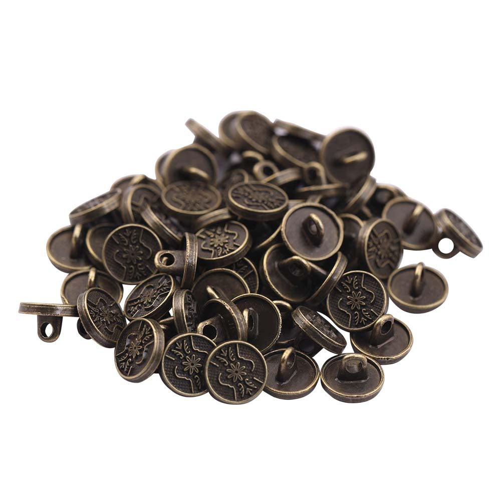 Round Shape Engraved Design Loop Metal Buttons for Shirts/Kurta