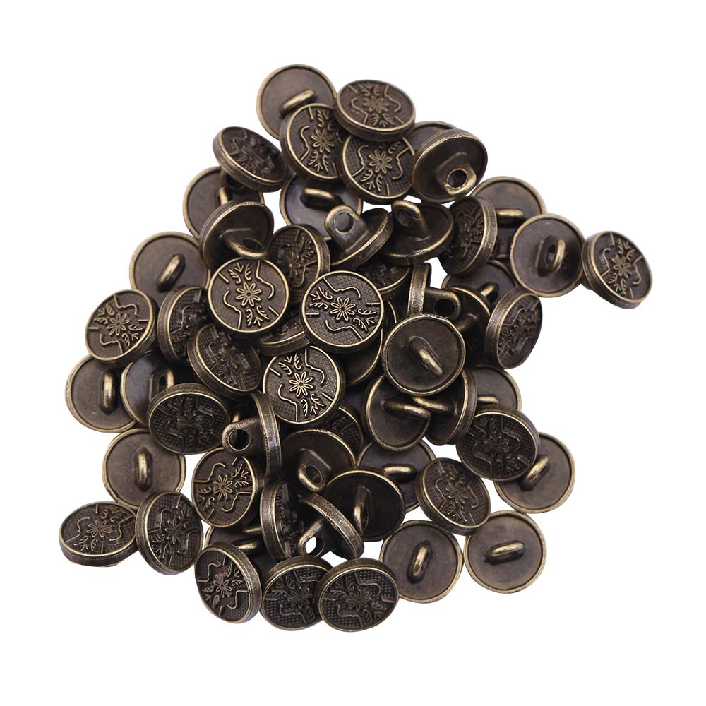 Round Shape Engraved Design Loop Metal Buttons for Shirts/Kurta