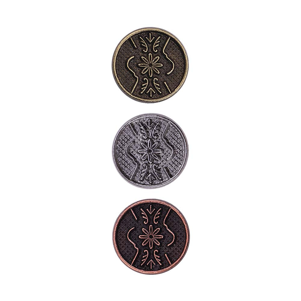 Round Shape Engraved Design Loop Metal Buttons for Shirts/Kurta