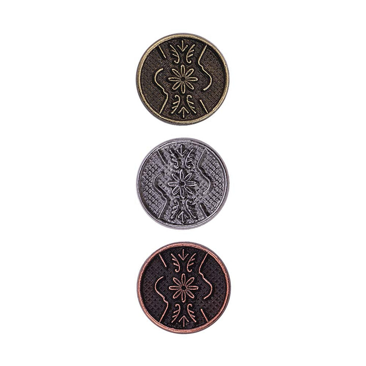 Round Shape Engraved Design Loop Metal Buttons for Shirts/Kurta