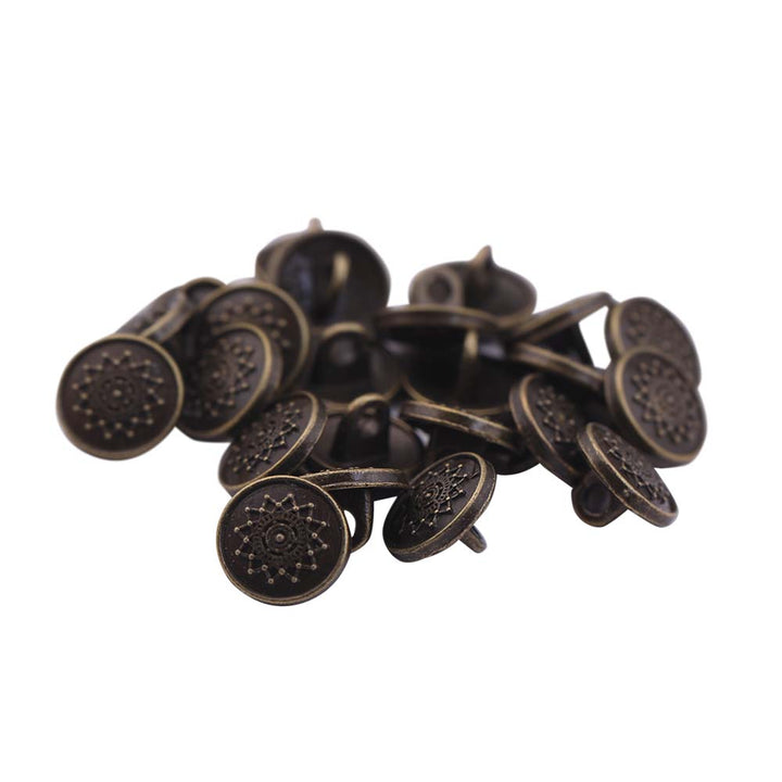 Round Shape Dotted Star Design Antique Metal Buttons