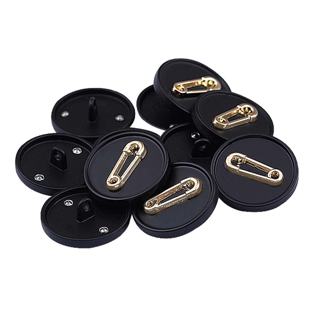 Premium Designer Matte Black with Shiny Gold Metal Coat Buttons