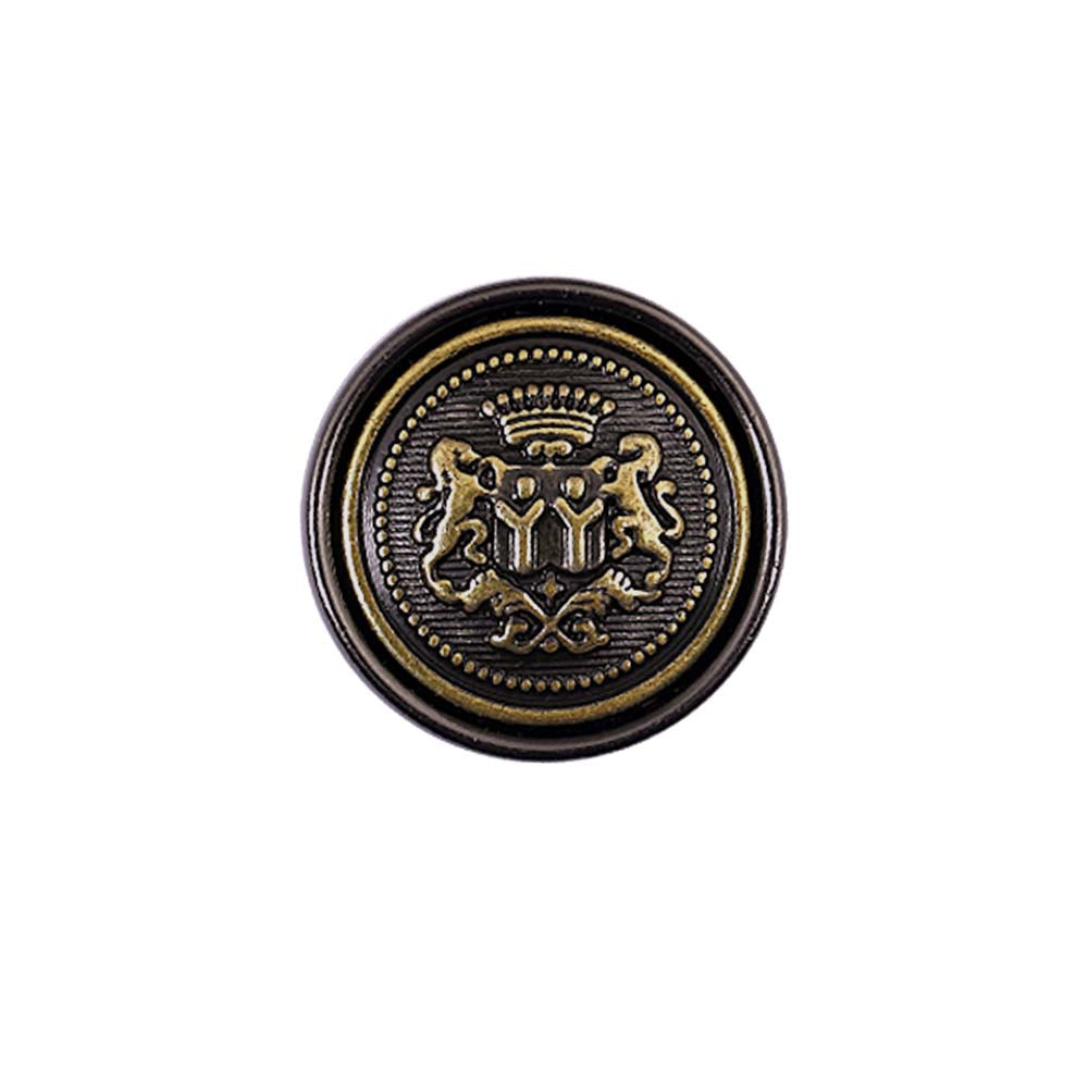 Premium Shiny Gunmetal with Antique Brass Crest Emblem Metal Buttons