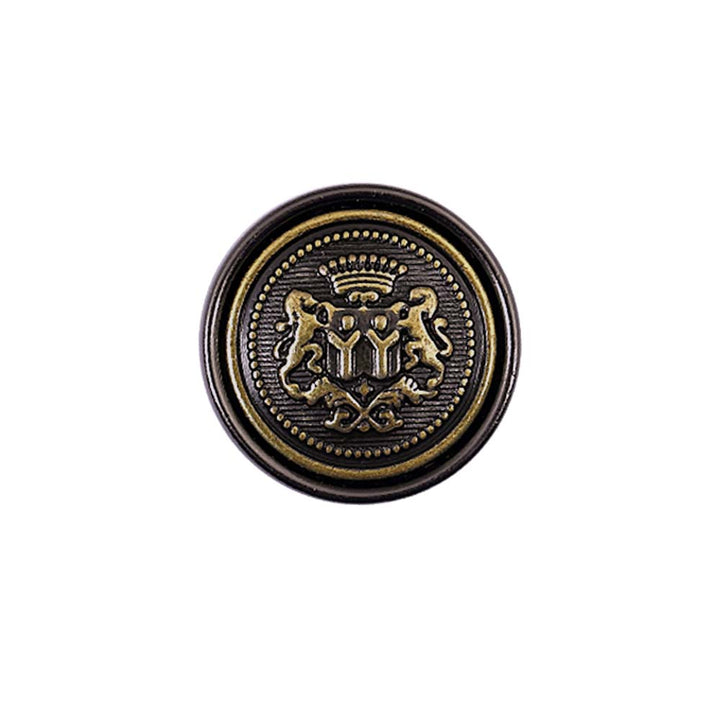 Premium Shiny Gunmetal with Antique Brass Crest Emblem Metal Buttons