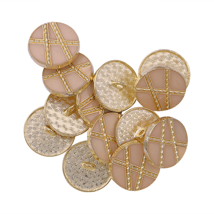 Golden Geometric Pattern Surface Peach Lamination Metal Buttons