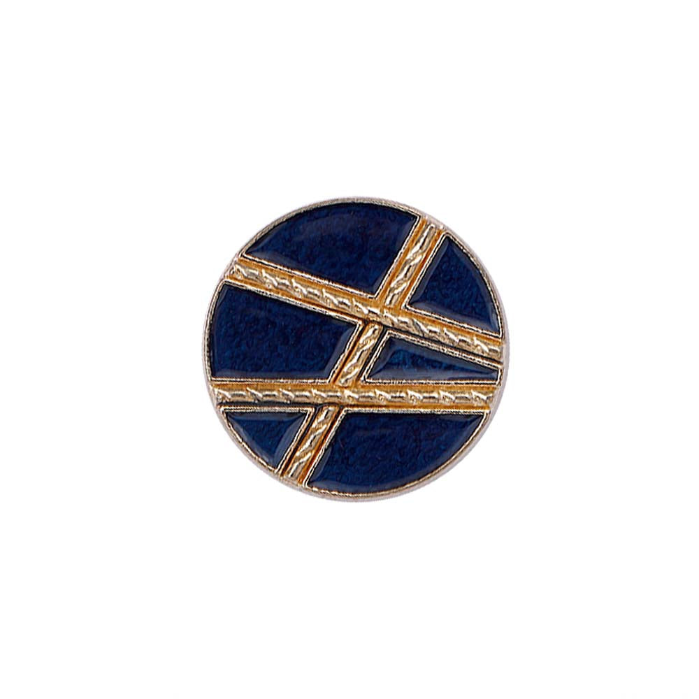 Golden Geometric Pattern Surface Navy Blue Lamination Metal Buttons