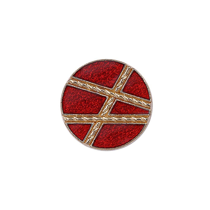 Golden Geometric Pattern Surface Red Lamination Metal Buttons