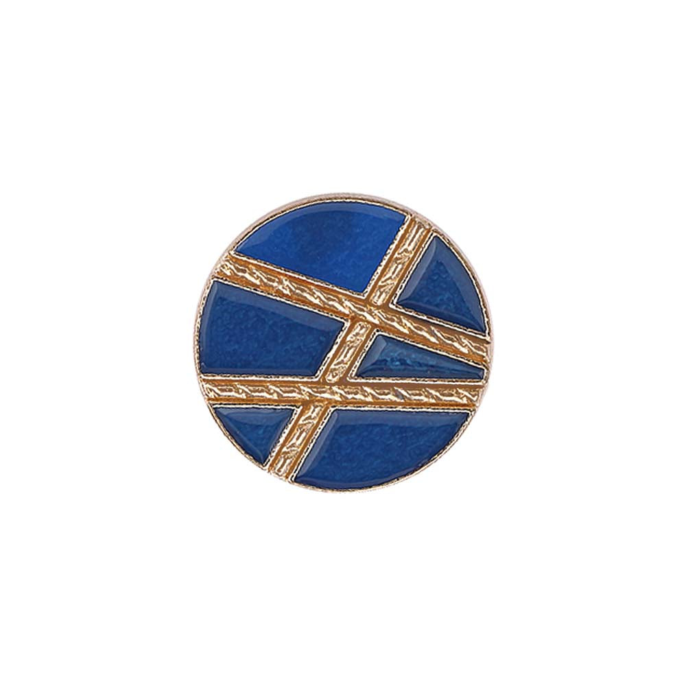 Golden Geometric Pattern Surface Royal Blue Lamination Metal Buttons