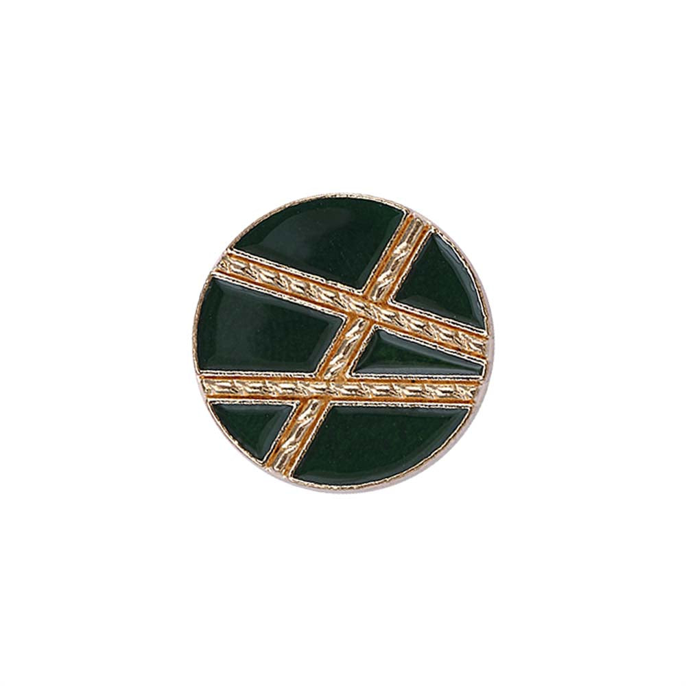 Golden Geometric Pattern Surface Dark Green Lamination Metal Buttons