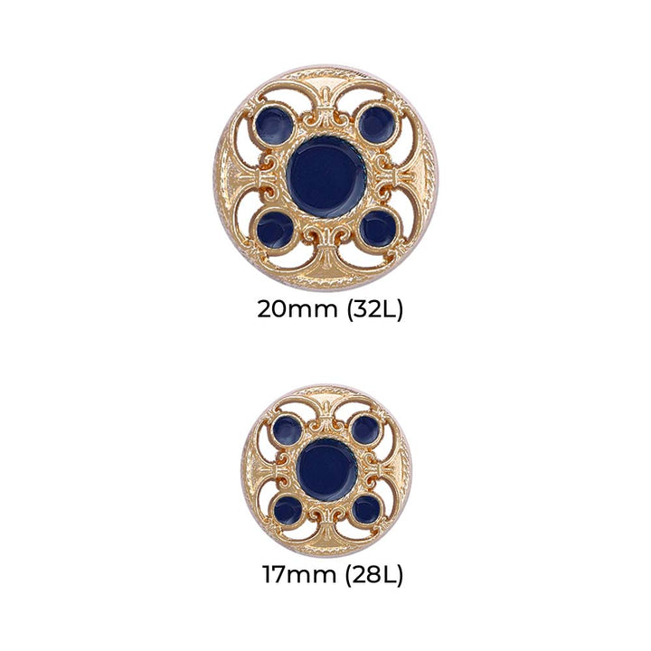Designer Shiny Gold Cutwork Design Enamel Colour Metal Buttons