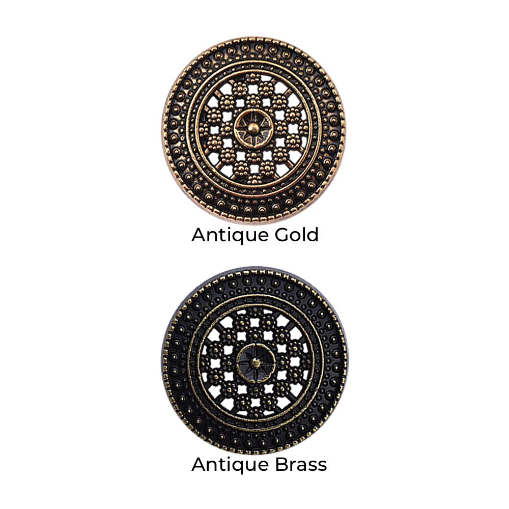 Intricate Cutwork Design Antique Buttons for Occasion Wear