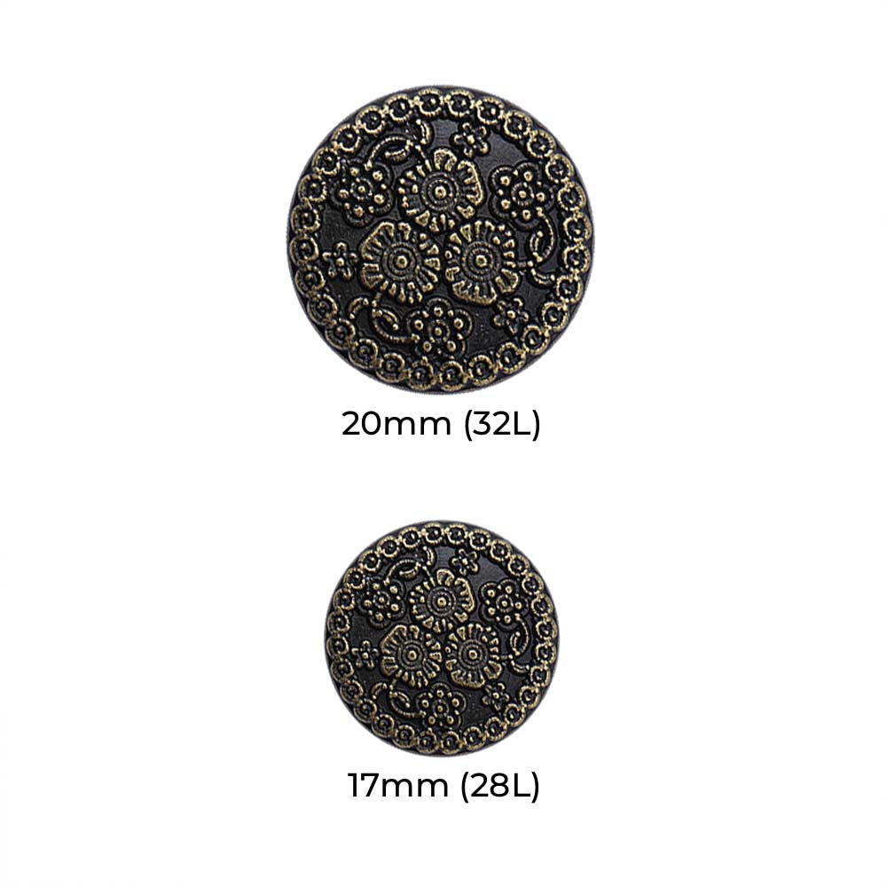 Intricate Flower Design Antique Finish Metal Buttons for Sherwani