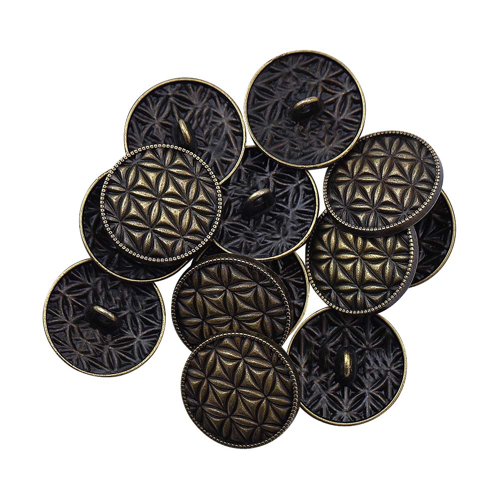 Round Shape Checks Surface Antique Metal Buttons