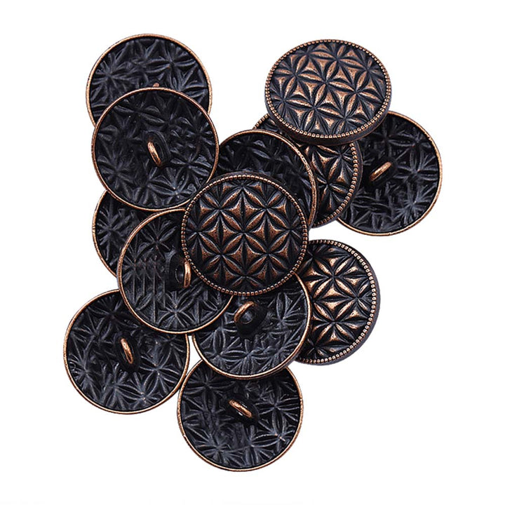 Round Shape Checks Surface Antique Metal Buttons