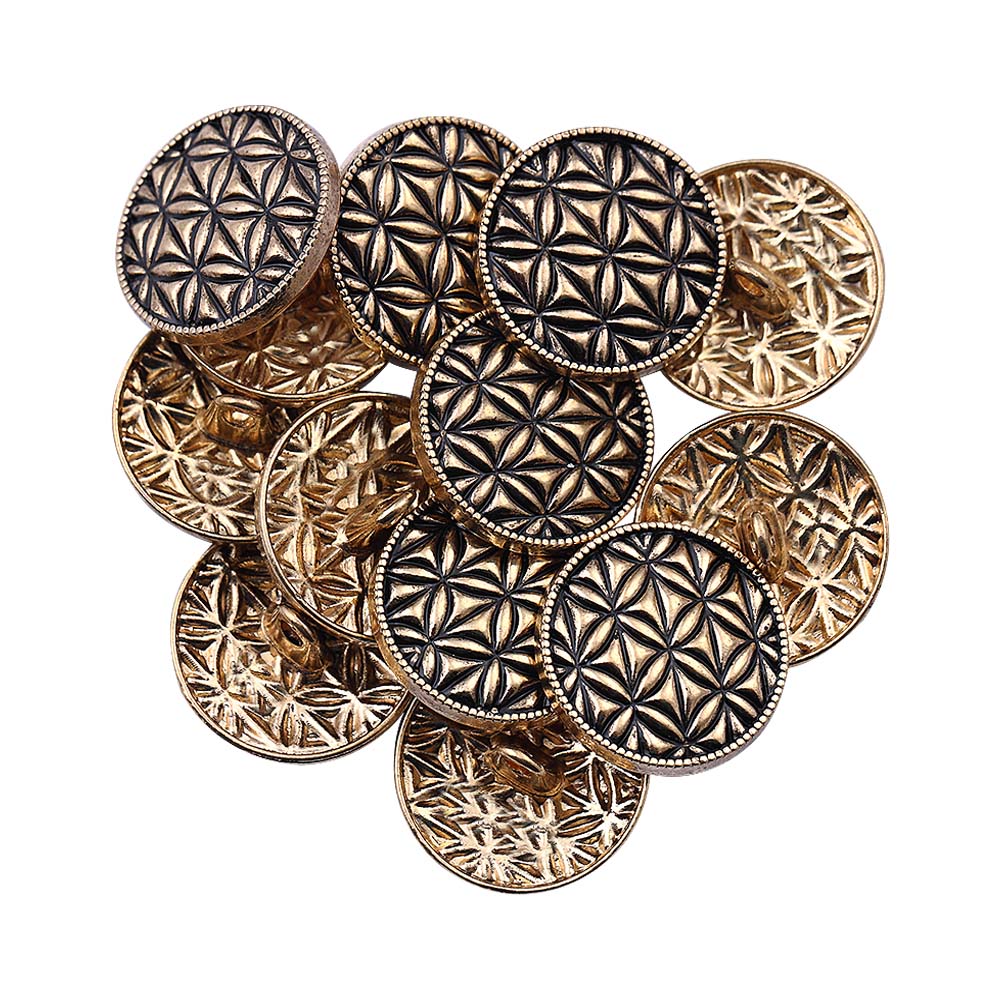 Round Shape Checks Surface Antique Metal Buttons