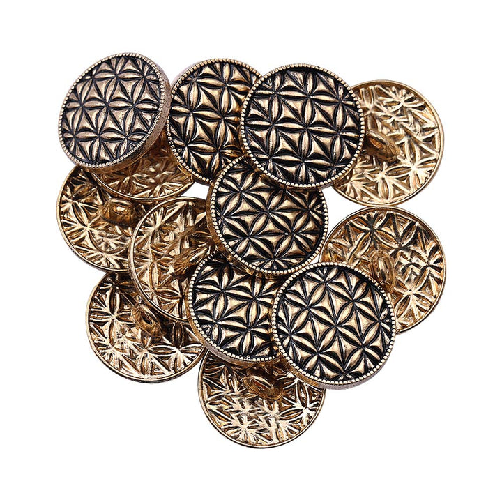 Round Shape Checks Surface Antique Metal Buttons