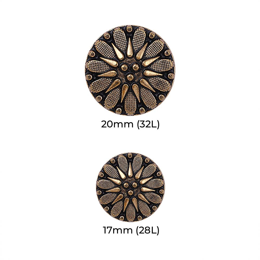 Designer Floral Pattern Antique Finish Metal Buttons