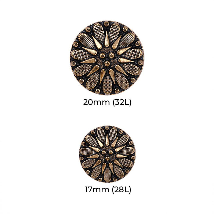Designer Floral Pattern Antique Finish Metal Buttons