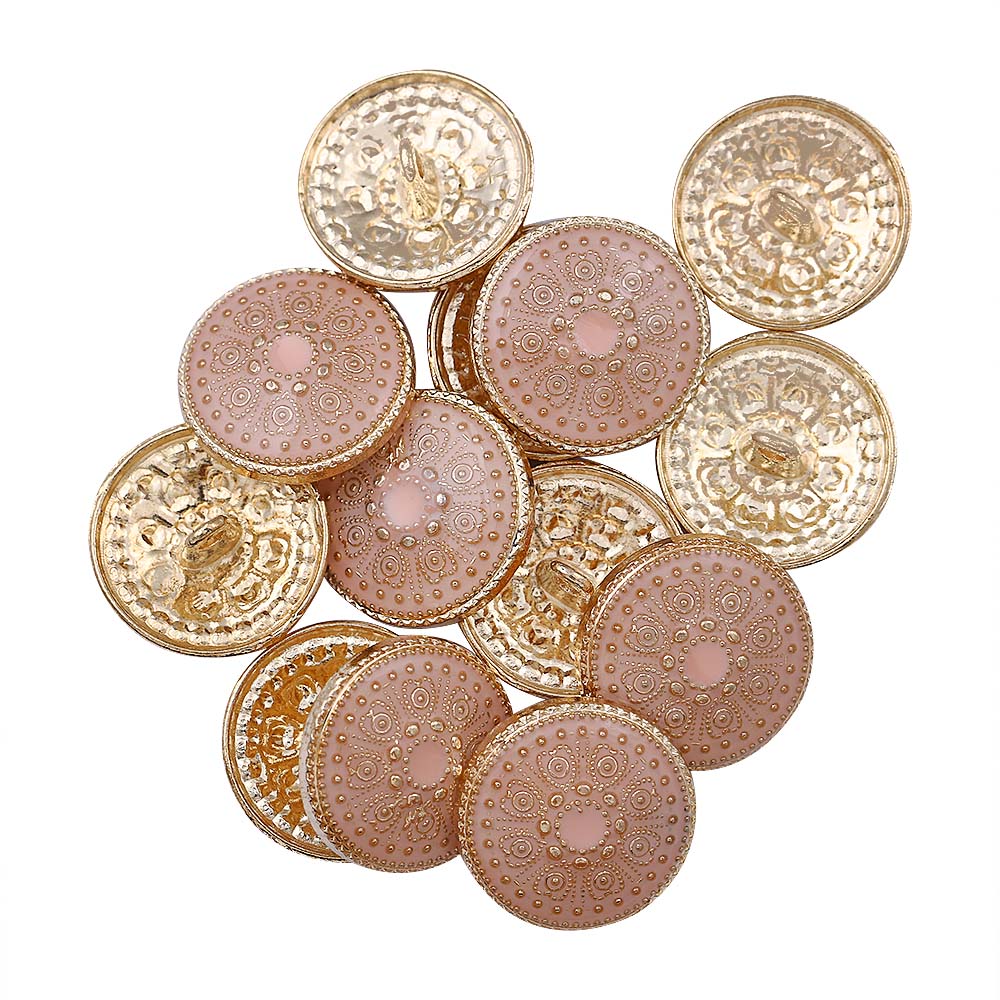 Indian Style Peach  Round Shape Lamination Enamel Metal Buttons