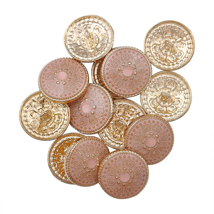 Indian Style Peach  Round Shape Lamination Enamel Metal Buttons
