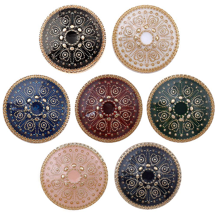 Indian Style Round Shape Lamination Enamel Metal Buttons