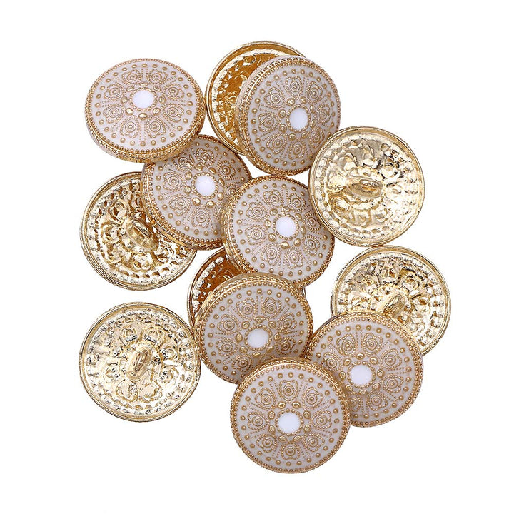 Indian Style White Round Shape Lamination Enamel Metal Buttons