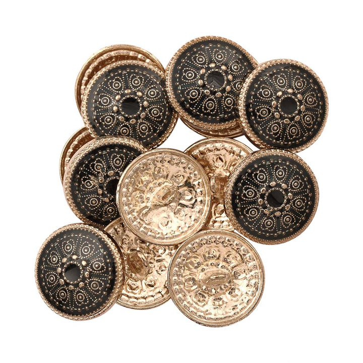 Indian Style Black Round Shape Lamination Enamel Metal Buttons