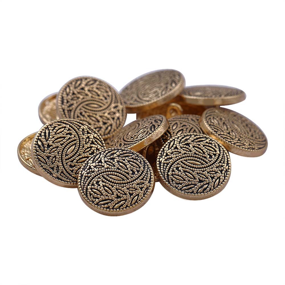 Leaf Pattern Antique Gold Finish Metal Buttons for Clothing