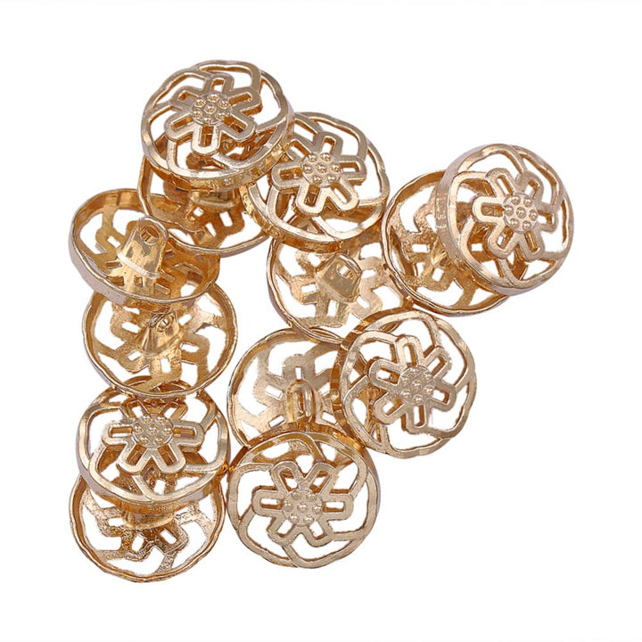 Shiny Gold Cutwork Designer Metal Button for Indo-Western Clothing