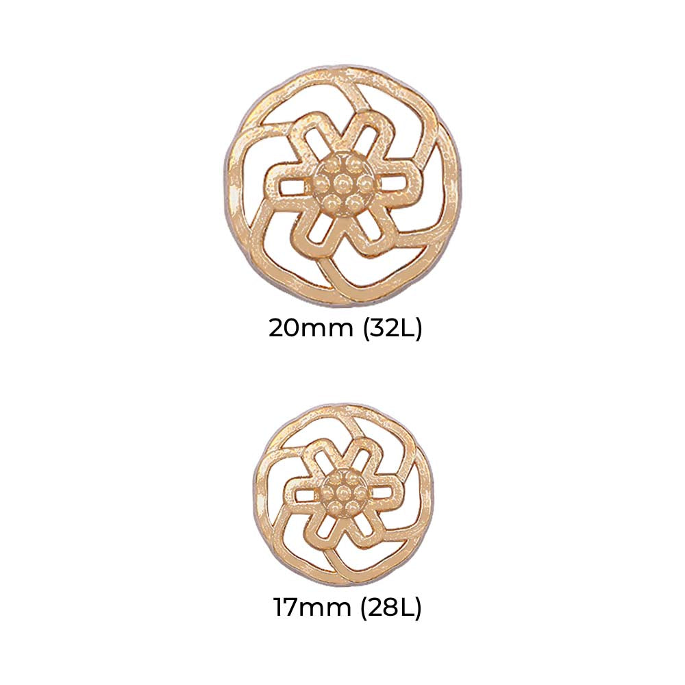 Shiny Gold Cutwork Designer Metal Button for Indo-Western Clothing