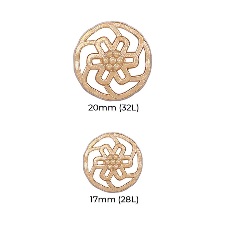 Shiny Gold Cutwork Designer Metal Button for Indo-Western Clothing
