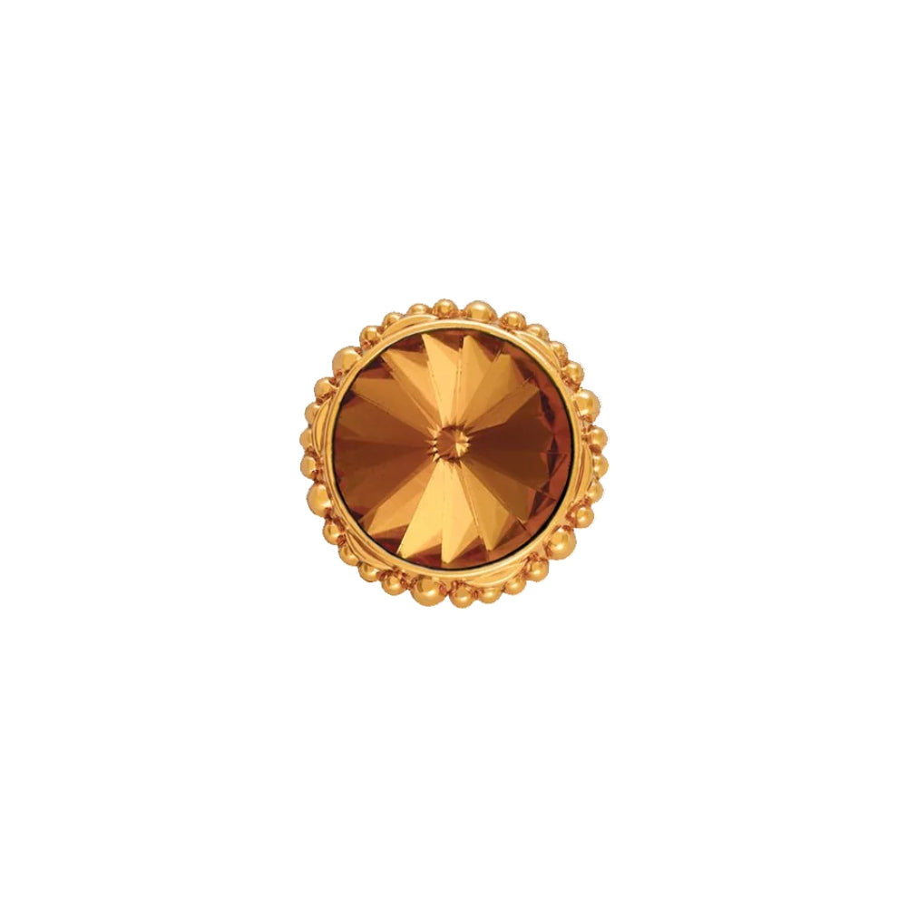 Sparkling Round Shape Shiny Yellow Diamond Metal Button
