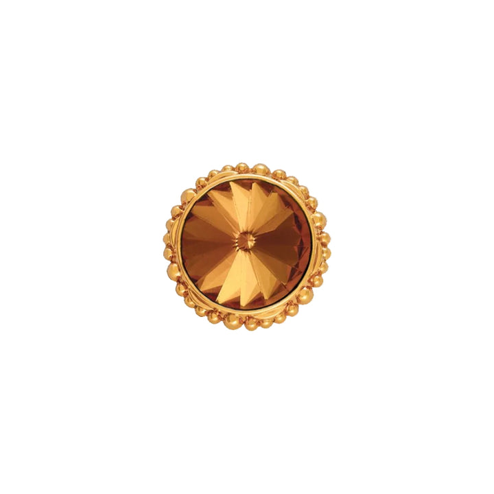 Sparkling Round Shape Shiny Yellow Diamond Metal Button
