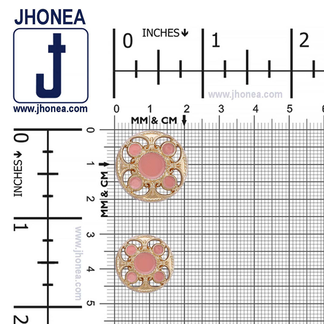 Designer Shiny Gold Cutwork Design Enamel Colour Metal Buttons