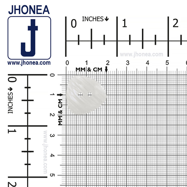 Smooth Glossy Rounded Triangle White Iridescent Color Fancy Button