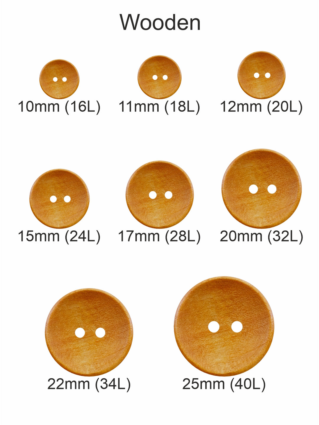 Natural Round Shape 2-Hole Hollow Wooden Buttons