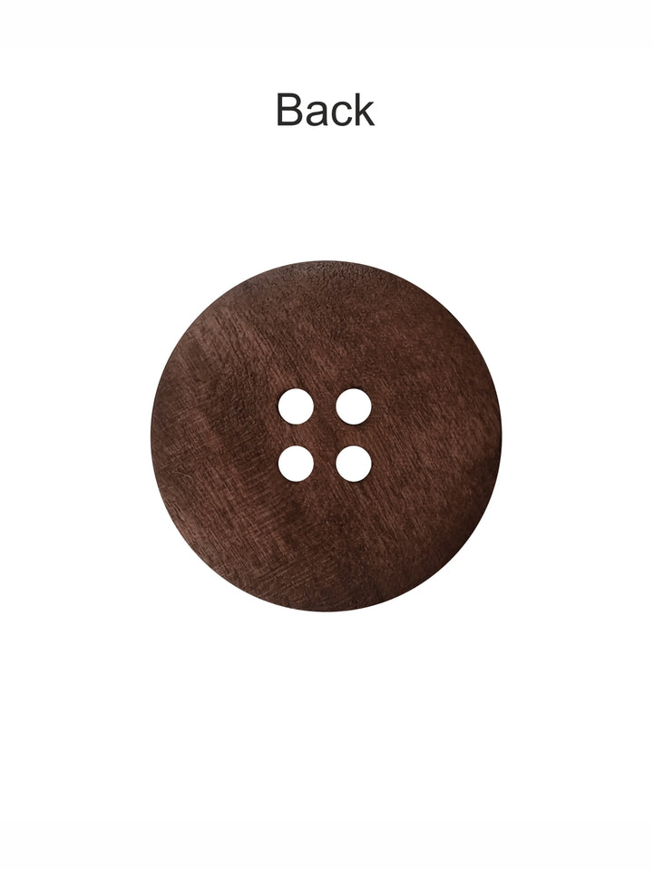 Brown Colour Round Shape 4-Hole Wide Rounded Rim Wooden Buttons