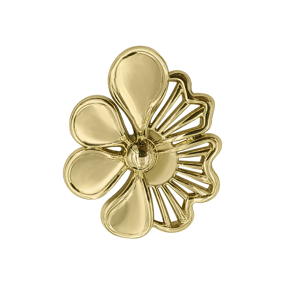 Shiny Finish Sunflower Cutwork Metal Loop Button For Fashionable Clothing