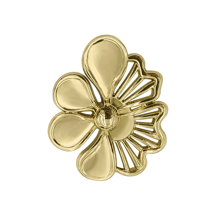 Shiny Finish Sunflower Cutwork Metal Loop Button For Fashionable Clothing