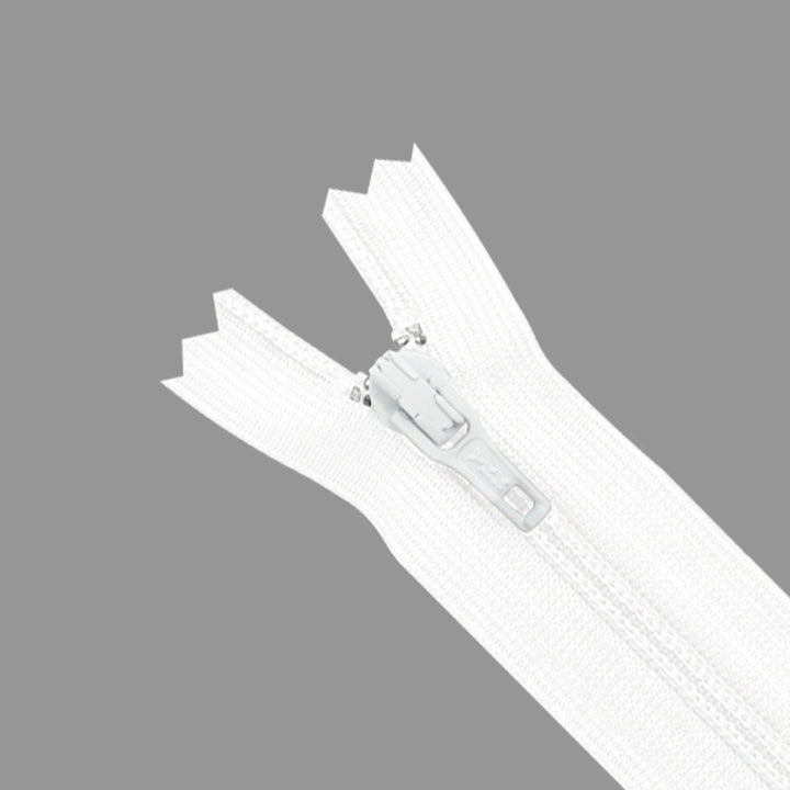 YKK- #3 Nylon Coil 8inch Closed-End White YKK Zipper
