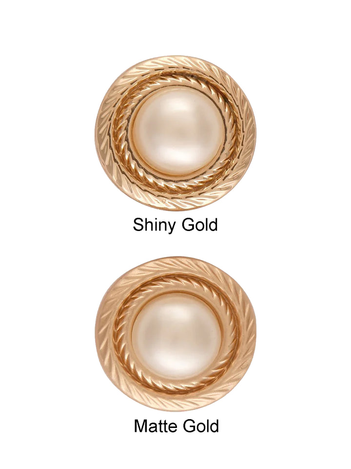 Round Shape Pearl Metal Button with Downhole Loop